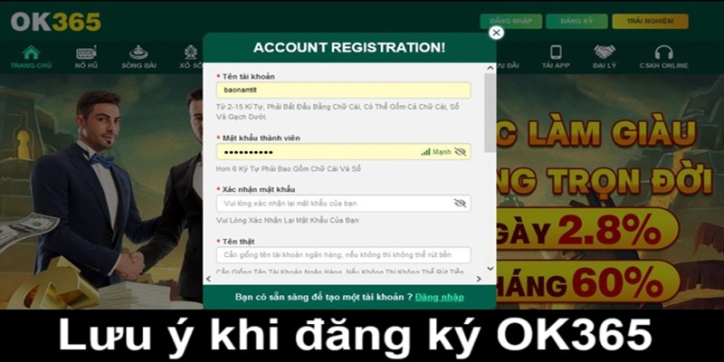 Điều cần lưu ý khi tạo tài khoản OK365